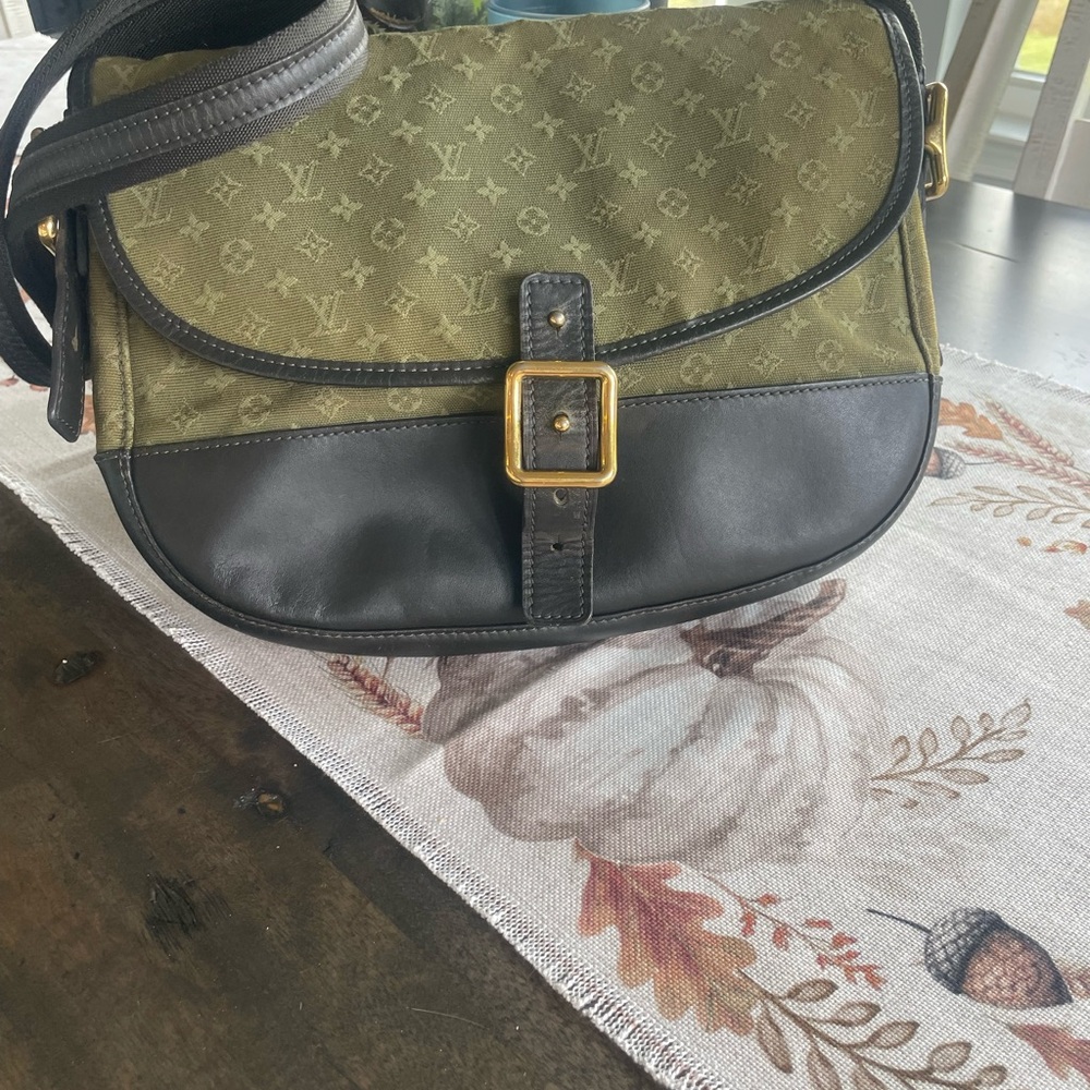 Louis Vuitton Green and Black Designer Messenger